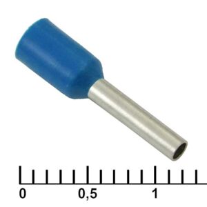 Наконечник на кабель втулочный (трубчатый) изолированный RUICHI DN01008, 18 AWG, 1 мм2, длина 14 мм, контакт луженая медь, изолятор винил/нейлон, цвет синий