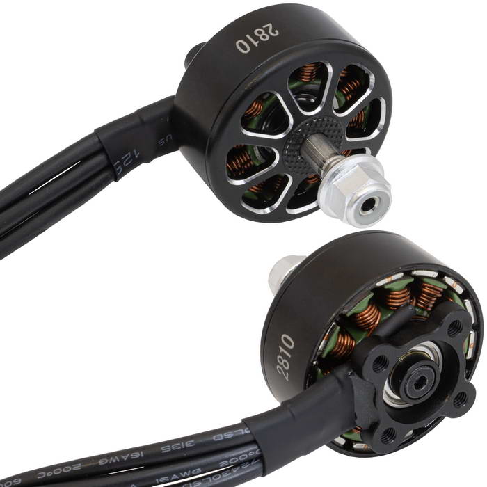 Электродвигатель бесщеточный RUICHI 2810 1350-RH, 1350 kV, диаметр вала с резьбой M5, гайка с прессшайбой, аккумулятор LiPo 4-6S, цвет черный