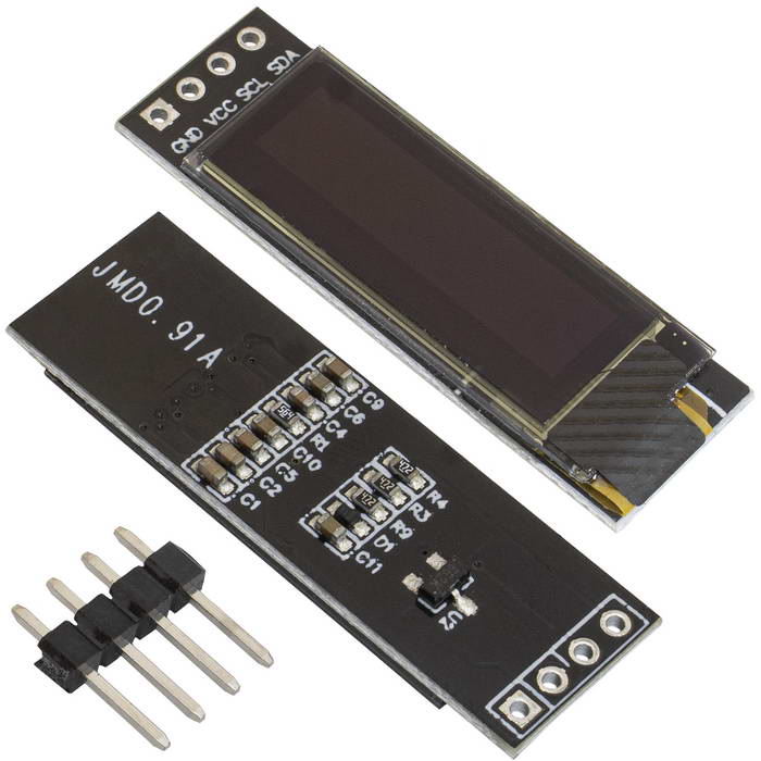0.91-дюймовый модуль OLED-дисплей RUICHI, DSM-OLEDv2-0.91-4P-W, разрешение 128x32 пикселей, интерфейс I2C, драйвер SSD1306, белый
