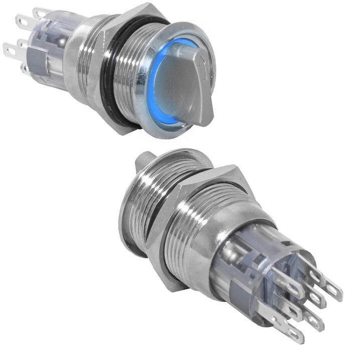 Кнопка антивандальная RUICHI LAS2-AGQ-11X/31/B/N, ON-ON, рабочая температура -25…+55 °C, никелированная латунь