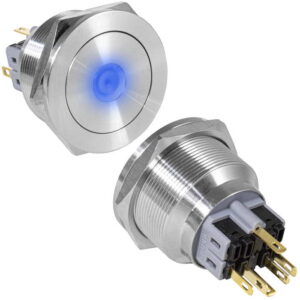 Кнопка антивандальная RUICHI GQ28PF-11D/B/N, ON-(OFF)+OFF-(ON), рабочая температура -25…+55 °C, никелированная латунь