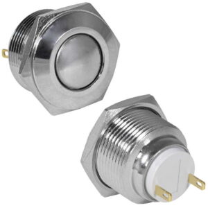 Кнопка антивандальная RUICHI GQ19SB-10Z/J/N, OFF-ON, рабочая температура -25…+55 °C, никелированная латунь