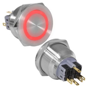 Кнопка антивандальная RUICHI GQ28PF-11ZE/R/N, ON-OFF+OFF-ON, рабочая температура -25…+55 °C, никелированная латунь