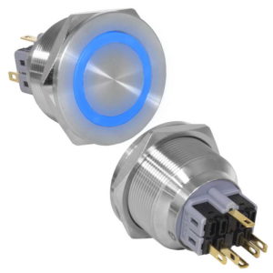 Кнопка антивандальная RUICHI GQ30PF-11ZE/B/N, ON-OFF+OFF-ON, рабочая температура -25…+55 °C, никелированная латунь