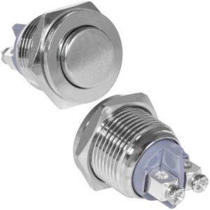 Кнопка антивандальная RUICHI GQ16PH-10/N, OFF-(ON), рабочая температура -25…+55 °C, никелированная латунь