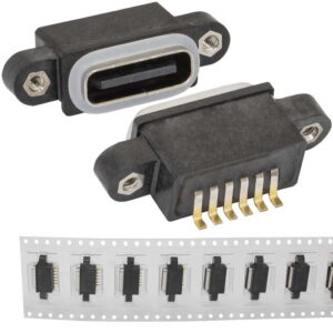 Разъём USBA-6F C IPX8-001, 6 контактов, 1.5 А, 30 В, корпус пластиковый черный с проушинами под винты
