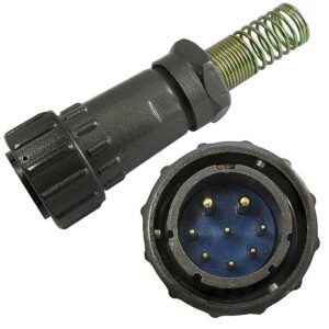 Разъём-вилка быстросъемный цилиндрический RUICHI FQ24-8pin TJ-12, 8-ми контактный, 25 А, 400 В, IP67, -55…+85 °С, корпус алюминиевый, контакт медный